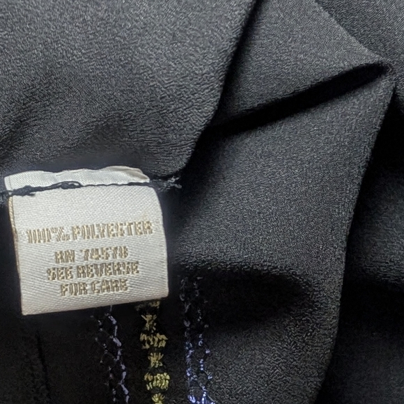 Cache Luxe Chiffon Top Blouse Black Embroidered Sheer Long Sleeve Size Medium - Picture 6 of 9